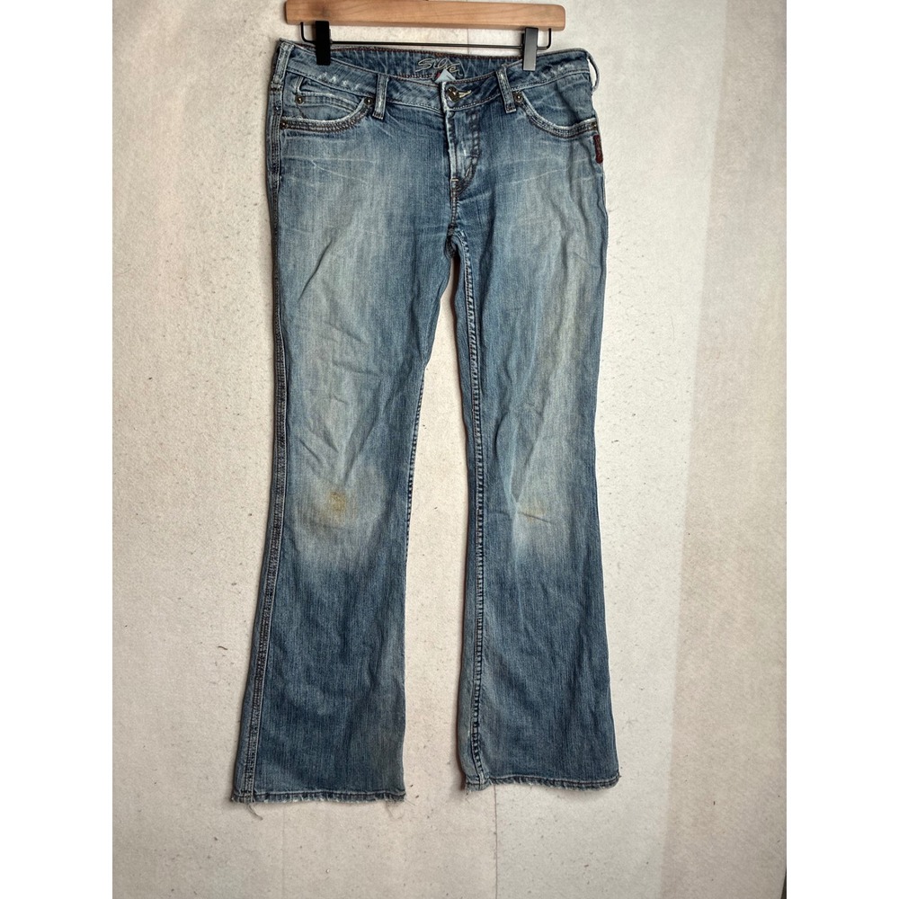 Silver Jeans Co Steel Bootcut Jeans Medium Wash Blue Distressed L1488SHC31 31x33
